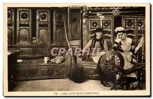 Cartes postales La Bretagne Les Lits Clos Bretons Costume Folklore