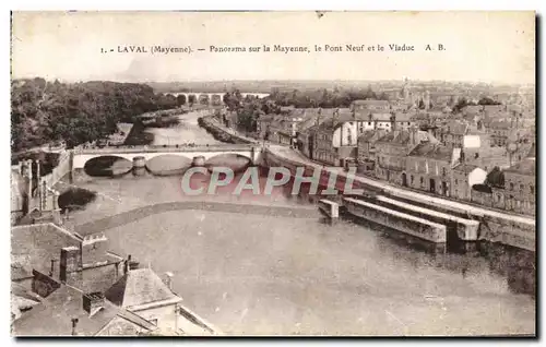 Ansichtskarte AK Laval Panorama Sur Le Mayenne Le Pont Neuf et Le Viaduc