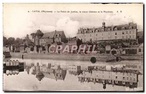 Cartes postales Laval Le Palais de Justice Le Vieux Chateau et Le Mayenne