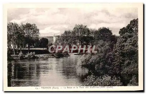 Cartes postales Vernon La Seine Et la Tour des Archives