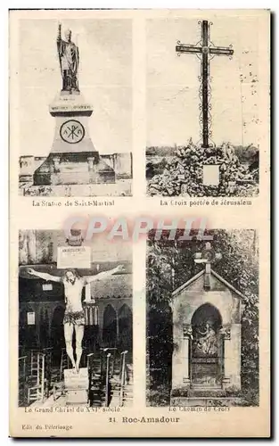 Cartes postales Roc Amadour Statue de Saint Martial Croix portee de Jerusalem Grand Christ Chemin de croix