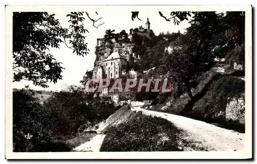 Cartes postales Rocamadour Le Rocher Vu De La Route de Cahors