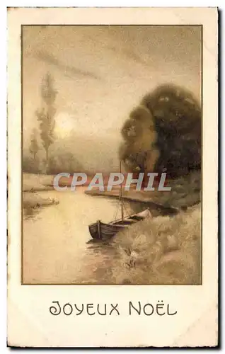 Cartes postales Joyeux Noel Barque au bord de l eau
