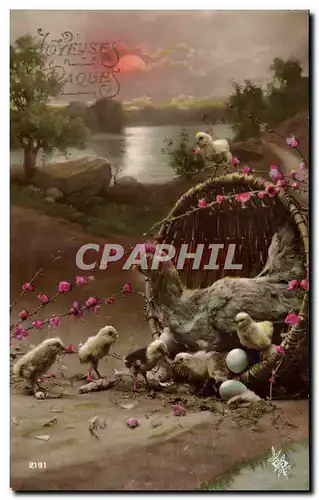 Cartes postales Joyeuse Paques Poule Poussins