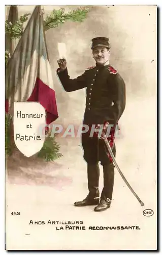 Cartes postales Honneur et Patrie Artilleurs Militaria