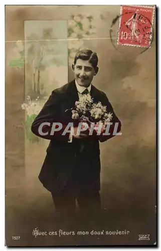 Cartes postales Fantaisie Homme Fleurs