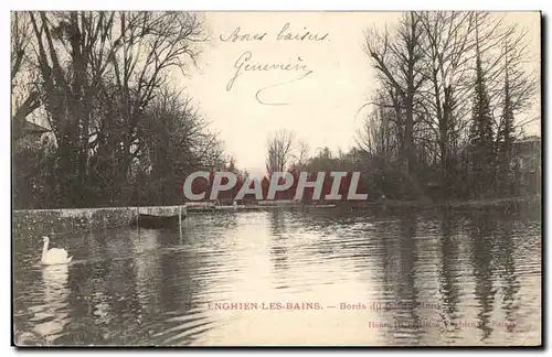Cartes postales Enghien Les Bains Bords du lac du Nord Cygne