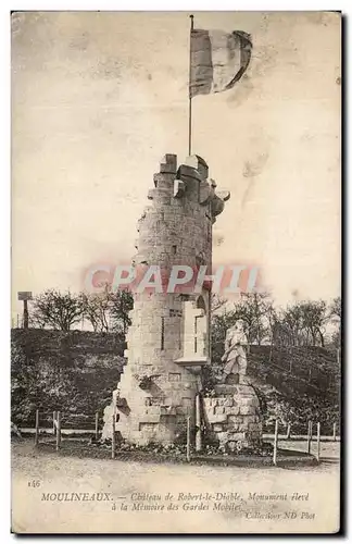 Cartes postales Moulineaux Chateau de Robert le Diable Monument eleve a la memoire des Gardes mobiles Militaria