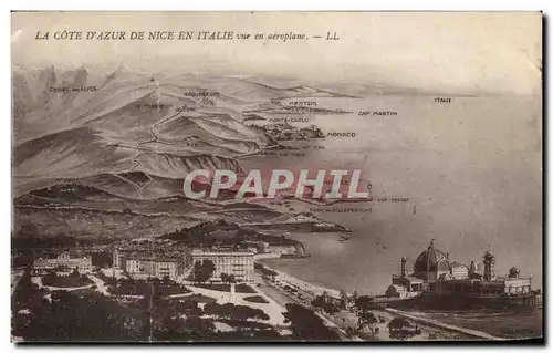 Cartes postales Nice La cote D Azur De Nice En Italie vue en aeroplane