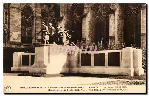 Cartes postales Chalons sur Marne Monument aux Morts La REleve par Gastgon Broquet Militaria