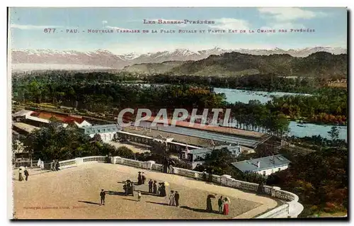 Cartes postales Pau Nouvelle terrasse de la place royale et partie Est de la chaine des Pyrenees