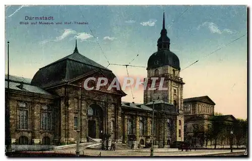 Cartes postales Darmstadt Blick auf Museum und Hof Theater
