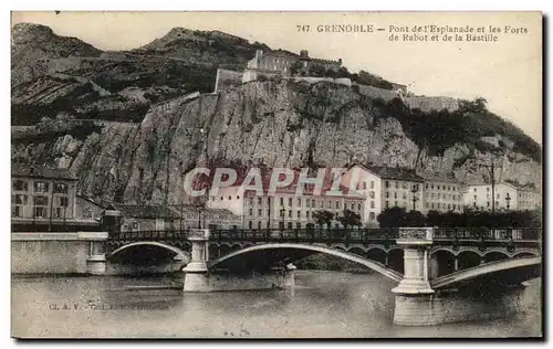 Cartes postales Grenoble Pont de L Esplanade et les Forts de Rabot et de la Bastille