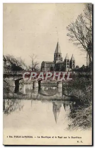 Cartes postales Paray Le Monial La Basilique et Le Pont Sur La Bourbince