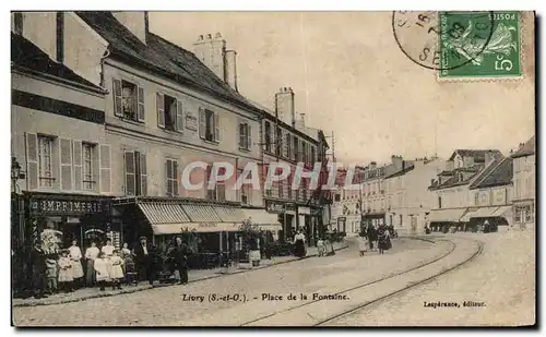 Cartes postales Livry Place de la Fontaine Imprimerie