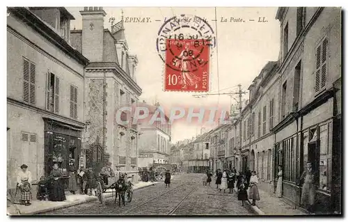 Ansichtskarte AK Epinay La Rue de Paris La Poste Voiture a Ane