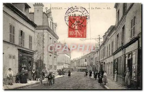 Cartes postales Epinay La Rue de Paris La Poste Voiture a Ane