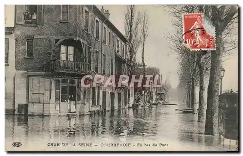 Cartes postales Courbevoie Crue De La Seine En Bas du Pont Inondations 1910