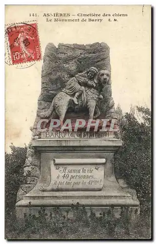 Ansichtskarte AK Asnieres Clichy Le Cimetiere des Chiens Le Monument de Barry