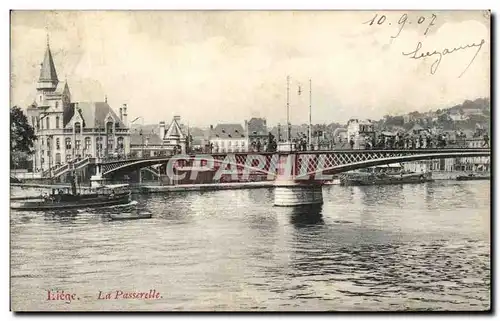 Ansichtskarte AK Liege La Passerelle Bateau peniche