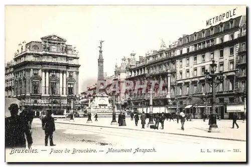 Cartes postales Bruxelles Place de Brouckere Monument Anspach