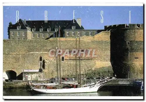 Moderne Karte Le Chateau De Brest Dominant le port Militaire Bateau