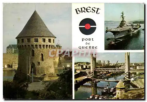 Cartes postales moderne Brest Port De Guerre Porte avion en rade Bateau