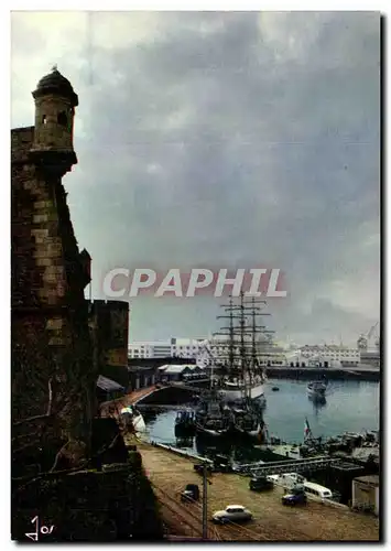 Moderne Karte La Bretagne En Couleurs Brest Grand Voilier Sous les Remparts du Chateau Bateau
