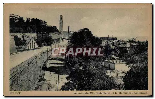 Cartes postales Brest Avenue du 19eme d Infanterie et Le monument Americain