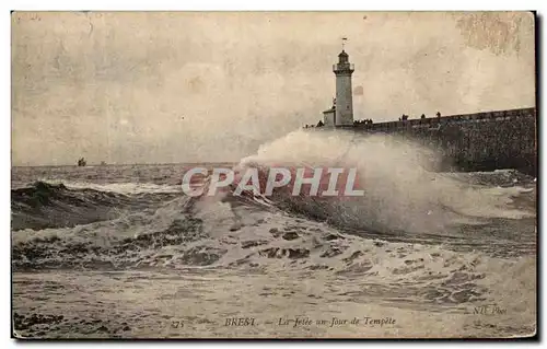 Cartes postales Brest La Jetee un Jour de Tempete