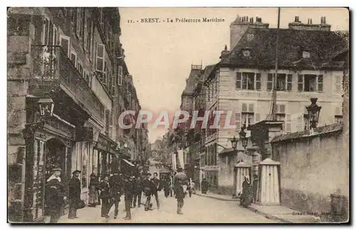 Cartes postales Brest La Prefecture Maritime Marins