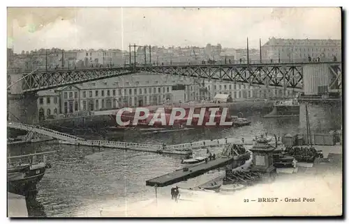 Cartes postales Brest Grand Pont Bateaux