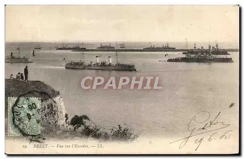 Cartes postales Brest Vue Sur l Escadre Bateaux