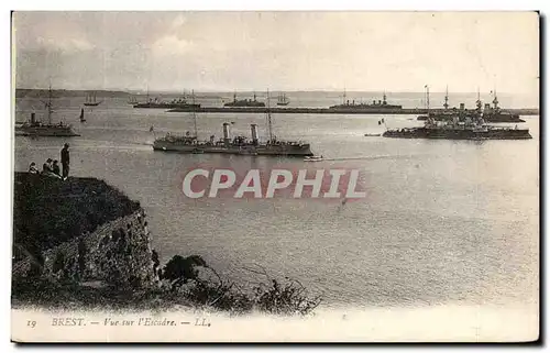 Cartes postales Brest Vue Sur L Escadre Bateaux