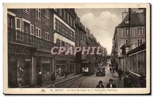 Cartes postales Brest La Rue de Siam Et La Prefecture Maritime