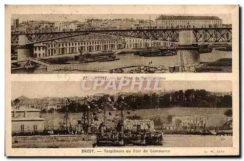 Cartes postales Brest Torpilleurs au Port De Commerce Le pont de recouvrance