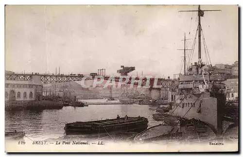 Cartes postales Brest Le Pont National Bateau