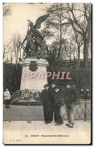 Cartes postales Brest Monument Des Defenseurs Enfants Militaria