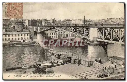 Cartes postales Brest Perspective Du pont National Bateau