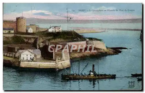 Ansichtskarte AK Brest Le Semaphore et L Entree du Port De Guerre Bateau