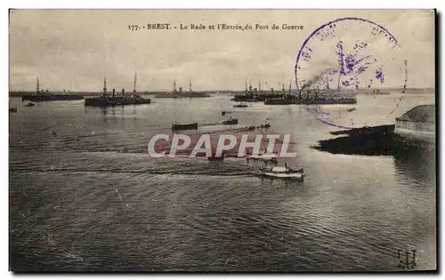 Cartes postales Brest La Rade et L Entree Du Port De Guerre Bateaux