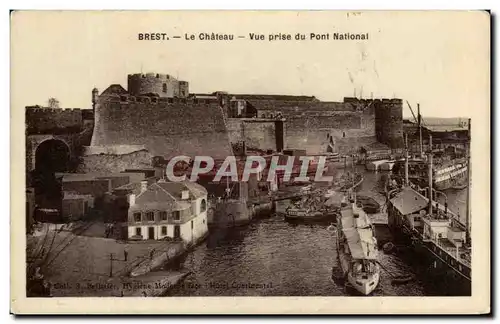 Ansichtskarte AK Brest Le Chateau Vue Prise Du Pont National Bateaux