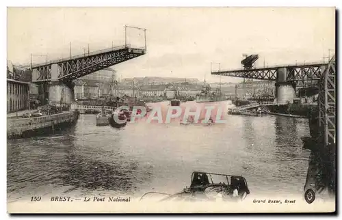 Cartes postales Brest Le Pont National Bateaux