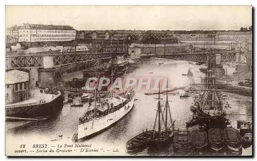 Cartes postales Brest Le Pont National Bateaux