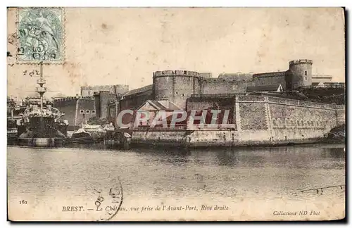 Cartes postales Brest Le Chateau Vue Prise de L Avant Port Rive Droite Bateau