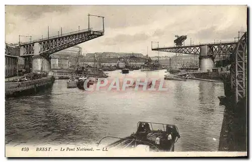 Cartes postales Brest Le Pont National Bateaux