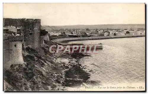 Cartes postales Brest Vue Sur La Greve Prise Du Chateau