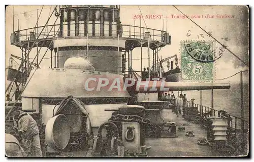 Cartes postales Brest Tourelle Avant D un Croiseur Bateau