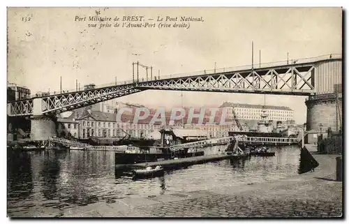 Cartes postales Port Militaire De Brest Le Pont Natioanal Vue Prise De L Avant Port Bateau