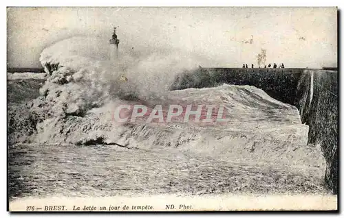 Ansichtskarte AK Brest La Jetee Un Jour De Tempete Phare